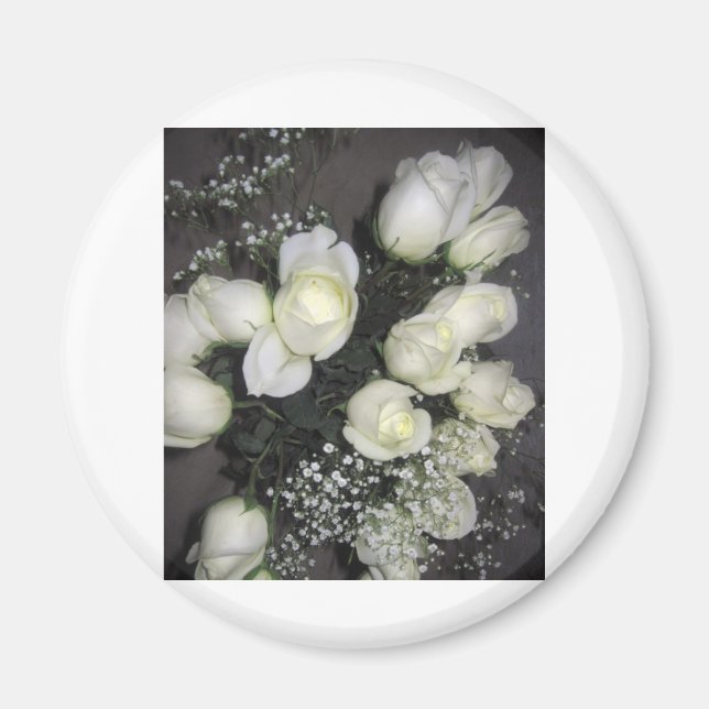 GORGEOUS BOUQUET OF WHITE ROSES MAGNET (Front)