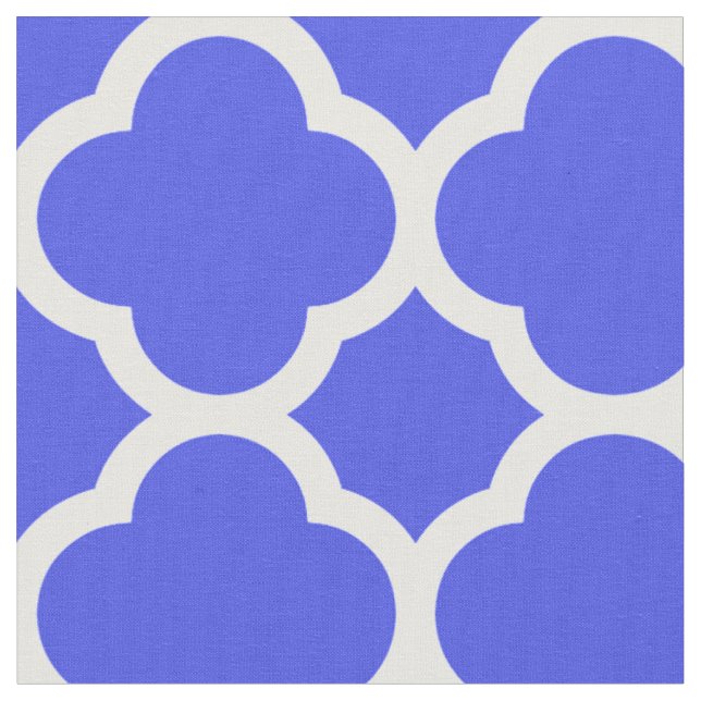 Gorgeous Brilliant Blue Quatrefoil Pattern Fabric (Close Up)