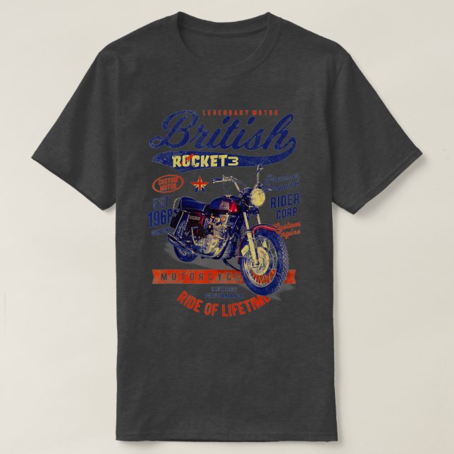 Gorgeous BSA Rocket 3 British Motorcycle Classic V T-Shirt (Design Front)