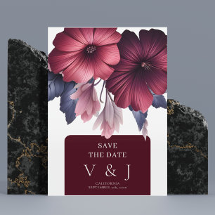 Gorgeous Burgundy Blush Pink Floral Save The Date Invitation