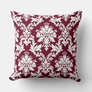 Gorgeous Burgundy Damask Floral Pattern Cushion