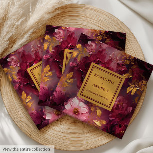 Gorgeous Burgundy Gold Wedding Dinner Napkins Rose
