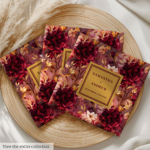 Gorgeous Burgundy Gold Wedding Reception Napkins