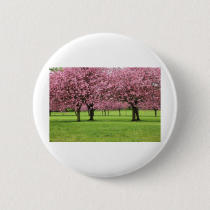 GORGEOUS CHERRY FLORAL 6 CM ROUND BADGE