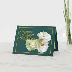 Gorgeous Chic White Rose Floral Bouquet Birthday Card
