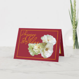 Gorgeous Chic White Rose Floral Bouquet Birthday Card