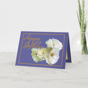 Gorgeous Chic White Rose Floral Bouquet Birthday Card