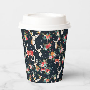Gorgeous Christmas Reindeer Floral Paper Cups