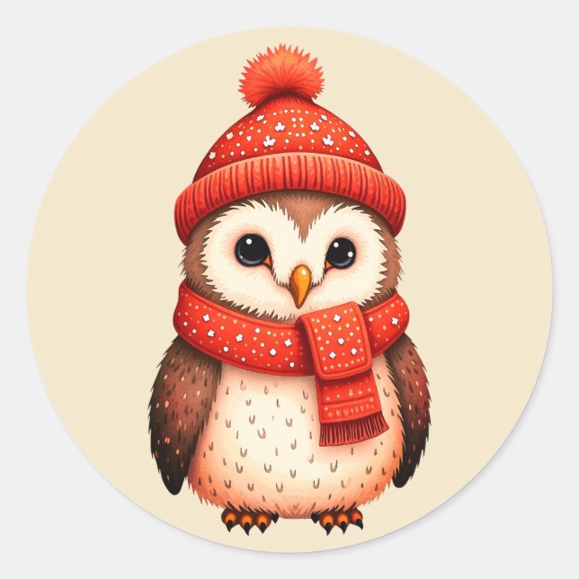 Gorgeous Christmas stickers owl (Front)