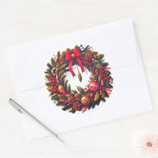Gorgeous Christmas stickers wreath (Envelope)