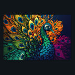 Gorgeous Colorful Peacock, Art Deco Style Poster<br><div class="desc">I wanted bold colors and shapes,  with swooping lines and not overly busy. I love peacocks and have done a number or pieces inspired by these beautiful birds. It's hard to not love them,  even when they're in the middle of the road blocking traffic,  lol.</div>