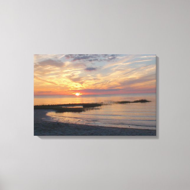 Gorgeous Colourful Sunset over a Cape Cod Beach Canvas Print (Front)