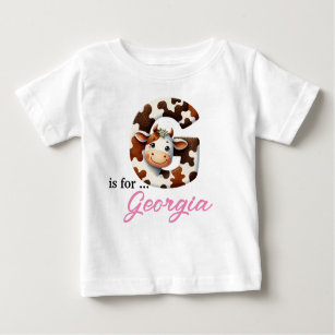 Gorgeous Cow Letter G Baby Initial Custom Name Baby T-Shirt