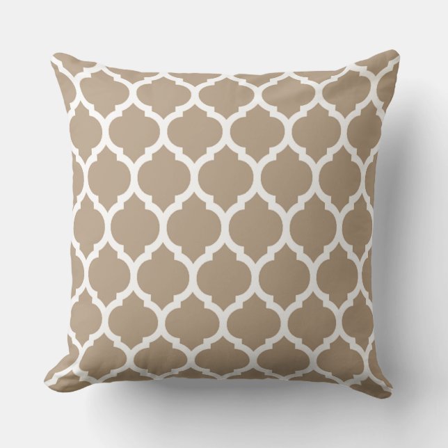 Gorgeous Cream Colour Moroccan Quatrefoil Pattern Cushion (Front)