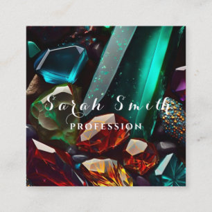 Gorgeous Crystals and Minerals Emerald-Green Square Business Card