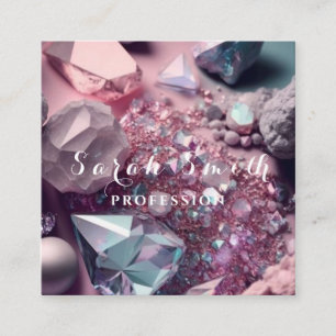 Gorgeous Crystals and Minerals Purple Square Business Card