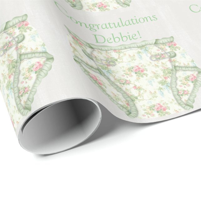 Gorgeous Custom Personalised Baby Shower Gift Wrapping Paper (Roll Corner)