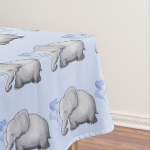 Gorgeous Cute Blue Elephants Baby Boy Nursery Tablecloth