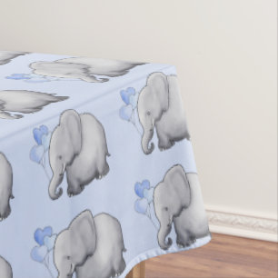 Gorgeous Cute Blue Elephants Baby Boy Nursery Tablecloth