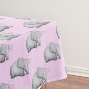 Gorgeous Cute Pink Elephants Baby Girl Nursery Tablecloth