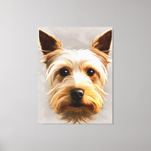 Gorgeous Cute Yorkshire Terrier Puppy Floating  Canvas Print