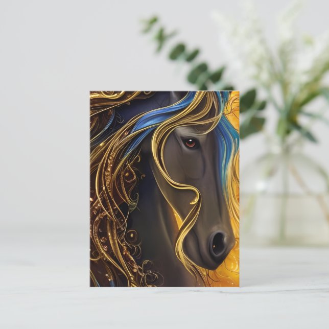Gorgeous Dark Horse Triptych Postcard (Standing Front)