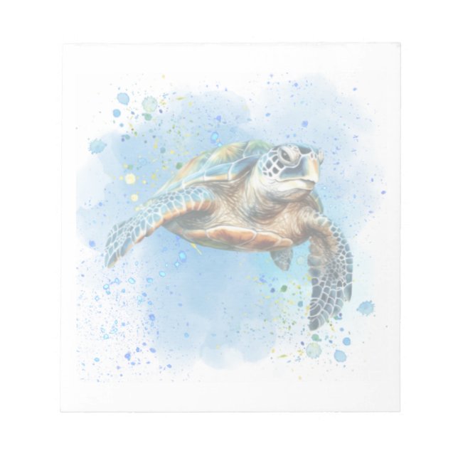 Gorgeous design of sea turtle on notepad (Front)