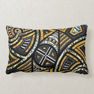 Gorgeous designer gold black tribal lumbar pillow