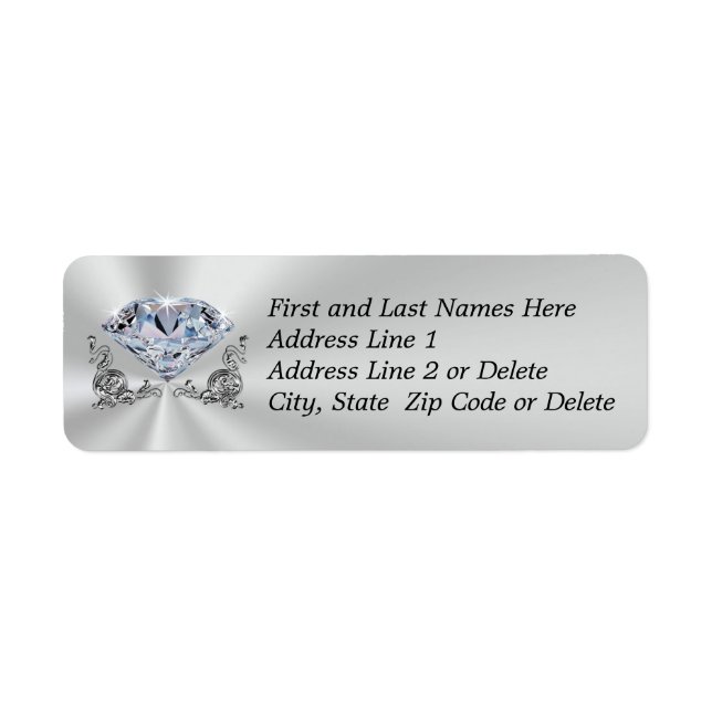 Gorgeous Diamond Address Return Labels YOUR TEXT (Front)