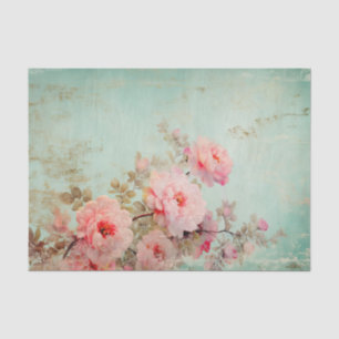 Gorgeous Distressed Pink Flowers on Edge of Tissue Paper