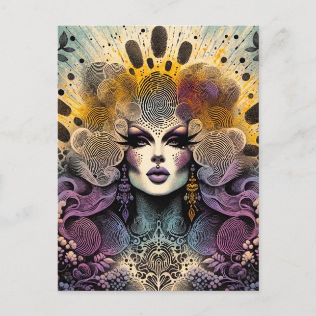 Gorgeous Drag Queen Fingerprints Postcard (Front)