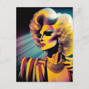 Gorgeous Drag Queen in a Colourful Striped Jacket Postcard