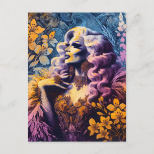 Gorgeous Drag Queen in Flowers Postcard