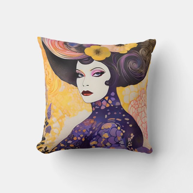 Gorgeous Drag Queen Klimt Style Cushion (Front)