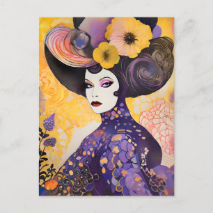 Gorgeous Drag Queen Klimt Style Postcard
