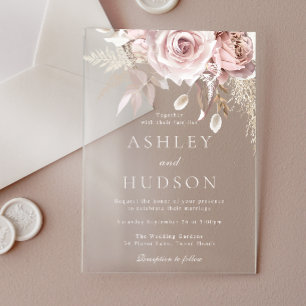 Gorgeous Dusty Rose & Blush Wedding Acrylic Invitations
