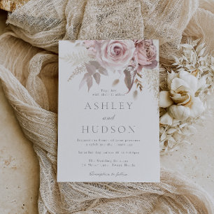 Gorgeous Dusty Rose & Blush Wedding Invitation