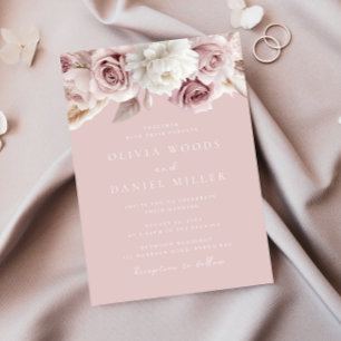 Gorgeous Dusty Rose Blush Wedding Invitation