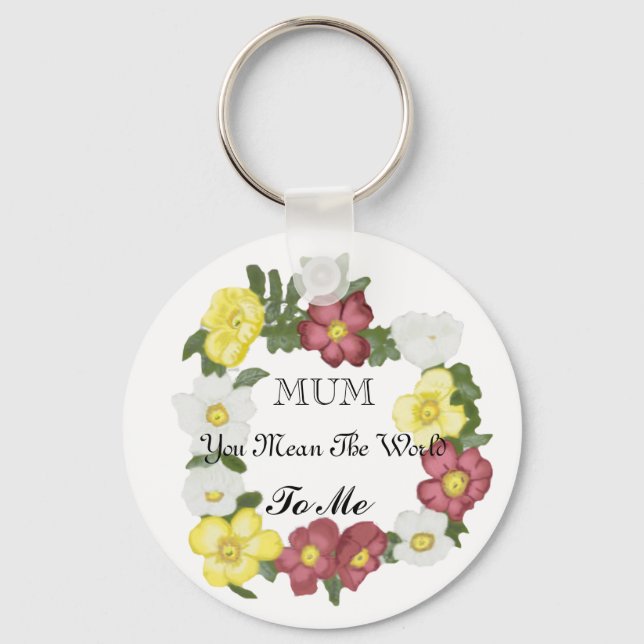 Gorgeous Editable Wild Rose Key Ring (Front)