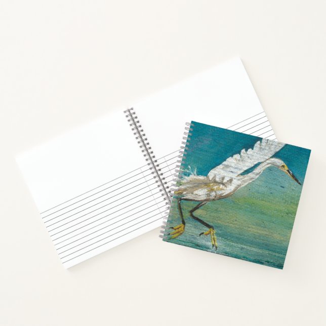 Gorgeous Egret Shore Bird Painting Notebook (Inside)