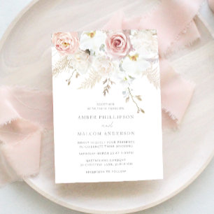 Gorgeous Elegance: Blush & White Floral Wedding Invitation