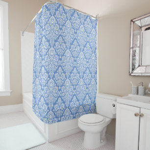 Gorgeous Elegant Blue Damask Pattern Shower Curtain
