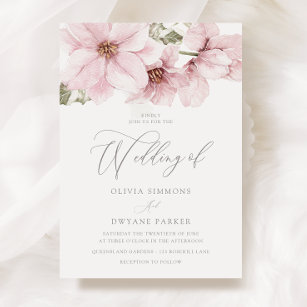 Gorgeous Elegant Blush Floral Wedding Invitation