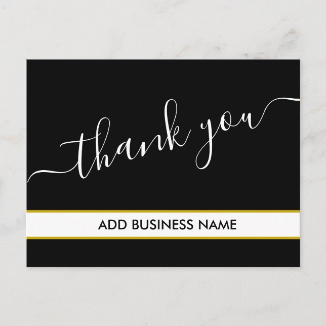 Gorgeous Elegant Gold Black Business THANK YOU Pos Postcard (Front)