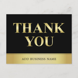 Gorgeous Elegant Gold Black Business THANK YOU Postcard