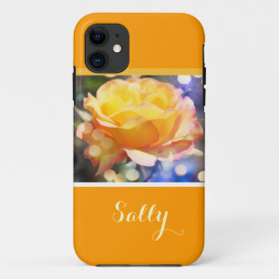 Gorgeous, elegant yellow rose flower, with name iPhone 11 case