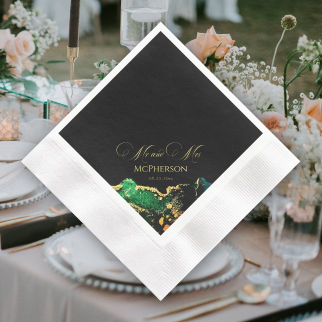 Gorgeous Emerald Green Black Bronze Wedding Napkin (Gorgeous Emerald Green Black Bronze Wedding Napkins)