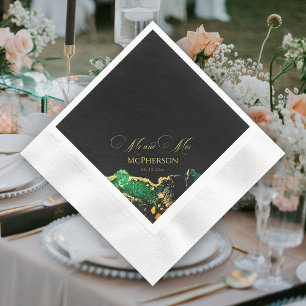Gorgeous Emerald Green Black Bronze Wedding Napkin