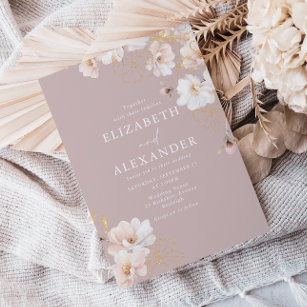Gorgeous Enchanted Wildflowers Blush Wedding Invitation