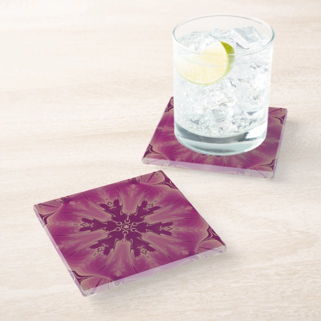 Gorgeous Exotic Flower Purple Shades Glass Coaster (Angled)